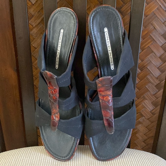 Donald J. Pliner - Black/tortoise elastic Sandal 11m - Picture 1 of 7